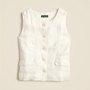 J. Crew Linen Crewneck Button Down Vest